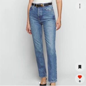 Reformation Cynthia Button Fly High Rise Straight Jeans Sz 26